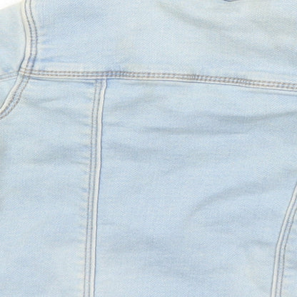 Matalan Girls Blue Jacket Size 2-3 Years Snap - Distressed Look