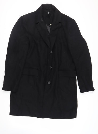 Mens UK Size XL Topman Black Overcoat