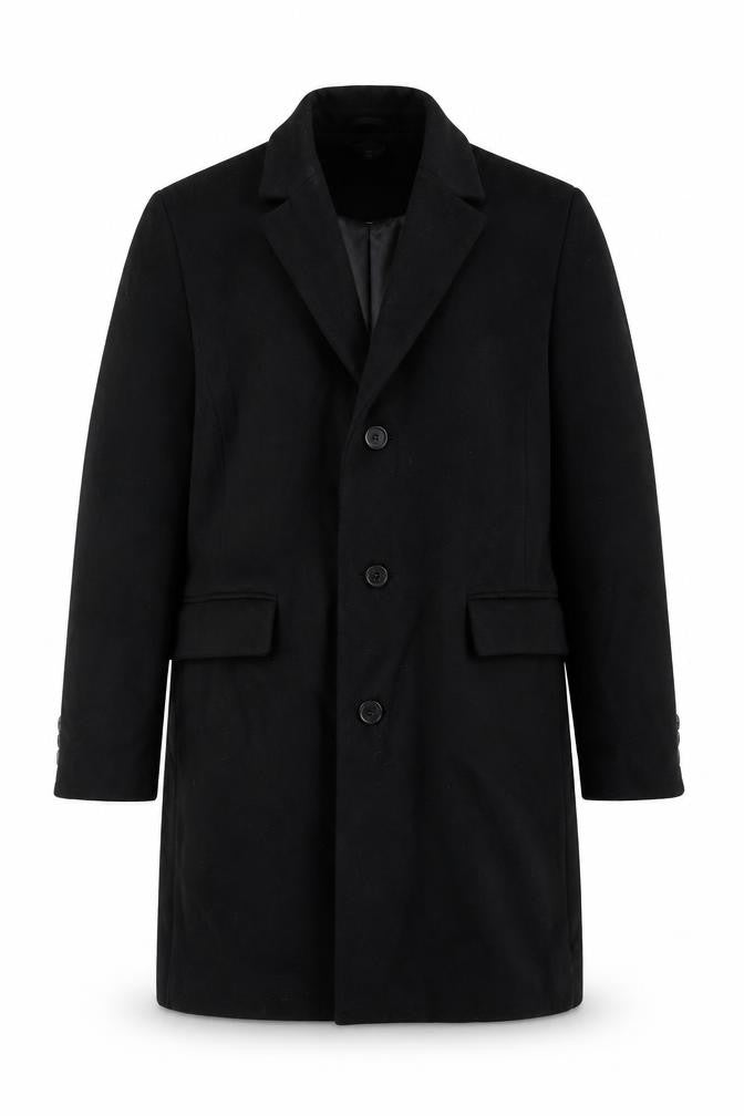 Mens UK Size XL Topman Black Overcoat
