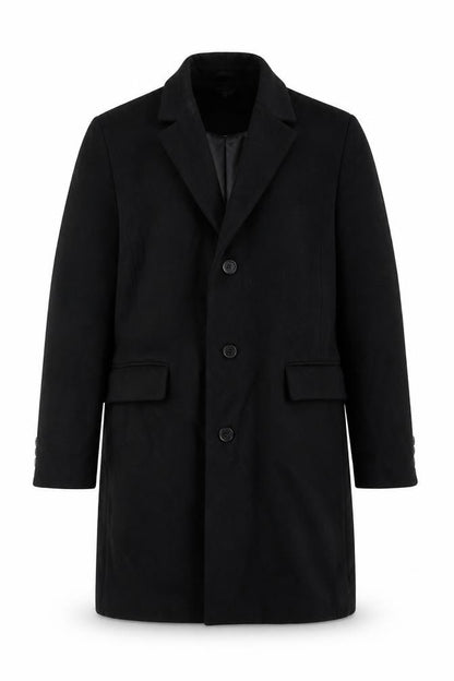 Mens UK Size XL Topman Black Overcoat