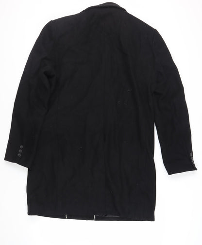 Mens UK Size XL Topman Black Overcoat
