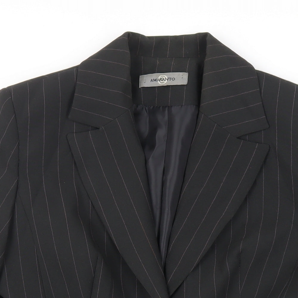 AMARANTO Womens Black Striped Jacket Blazer Size 12 Button