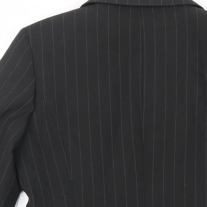 AMARANTO Womens Black Striped Jacket Blazer Size 12 Button