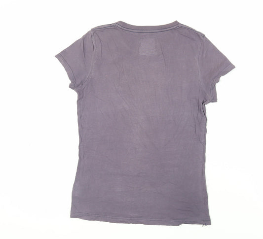 Jack Wills Womens Purple Cotton Basic T-Shirt Size 10 Crew Neck - Logo