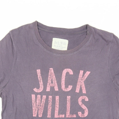 Jack Wills Womens Purple Cotton Basic T-Shirt Size 10 Crew Neck - Logo