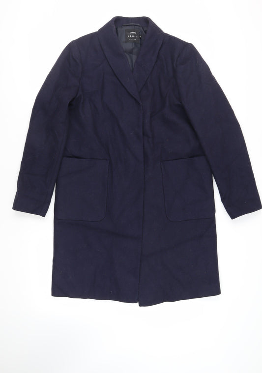 John Lewis Womens Blue Overcoat Coat Size 12 Button