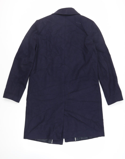 John Lewis Womens Blue Overcoat Coat Size 12 Button