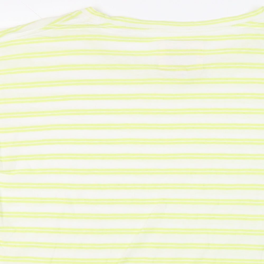 Jack Wills Womens Green Striped Cotton Basic T-Shirt Size 12 Crew Neck