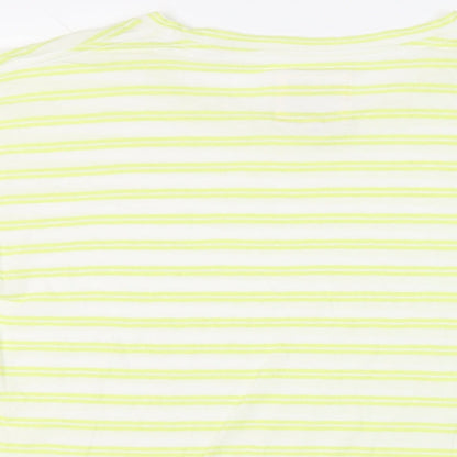 Jack Wills Womens Green Striped Cotton Basic T-Shirt Size 12 Crew Neck
