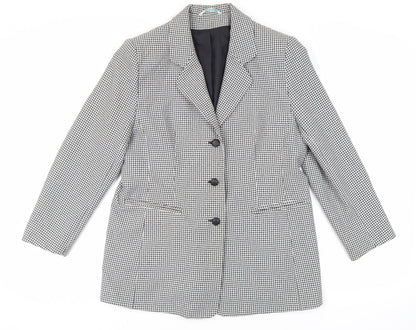 Canda Womens Black Check Jacket Blazer Size 16 Button - Vintage