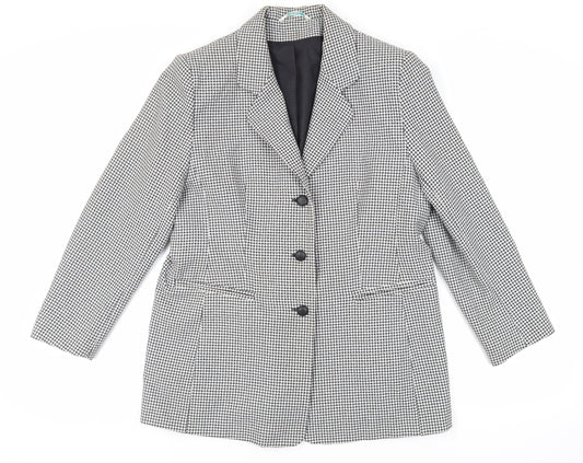 Canda Womens Black Check Jacket Blazer Size 16 Button - Vintage