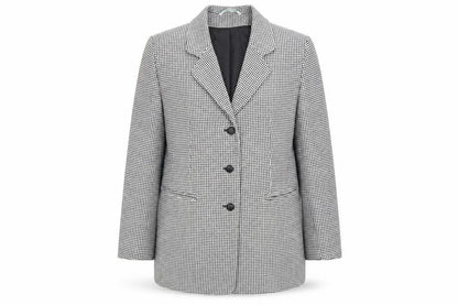 Canda Womens Black Check Jacket Blazer Size 16 Button - Vintage