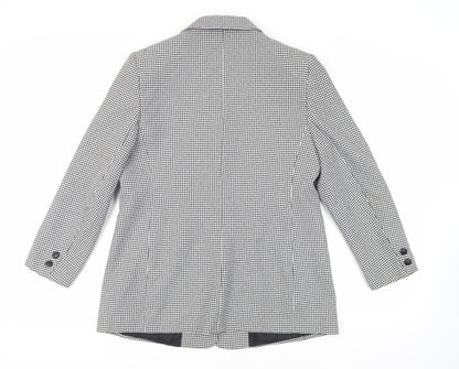 Canda Womens Black Check Jacket Blazer Size 16 Button - Vintage