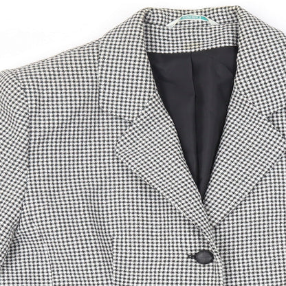 Canda Womens Black Check Jacket Blazer Size 16 Button - Vintage