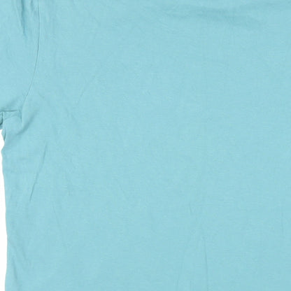 Marks and Spencer Mens Blue Cotton T-Shirt Size S Crew Neck - Bicycle Print