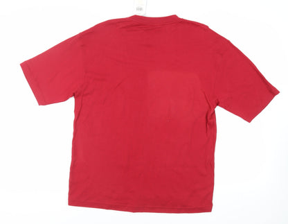 Essentials Mens Red Cotton T-Shirt Size L Crew Neck