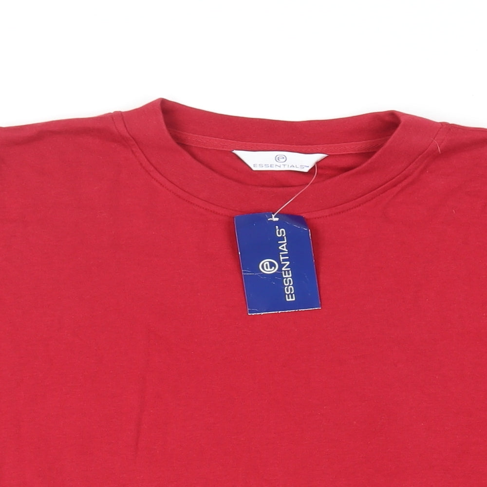Essentials Mens Red Cotton T-Shirt Size L Crew Neck