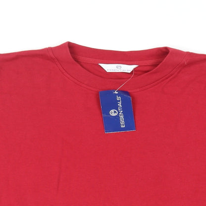 Essentials Mens Red Cotton T-Shirt Size L Crew Neck