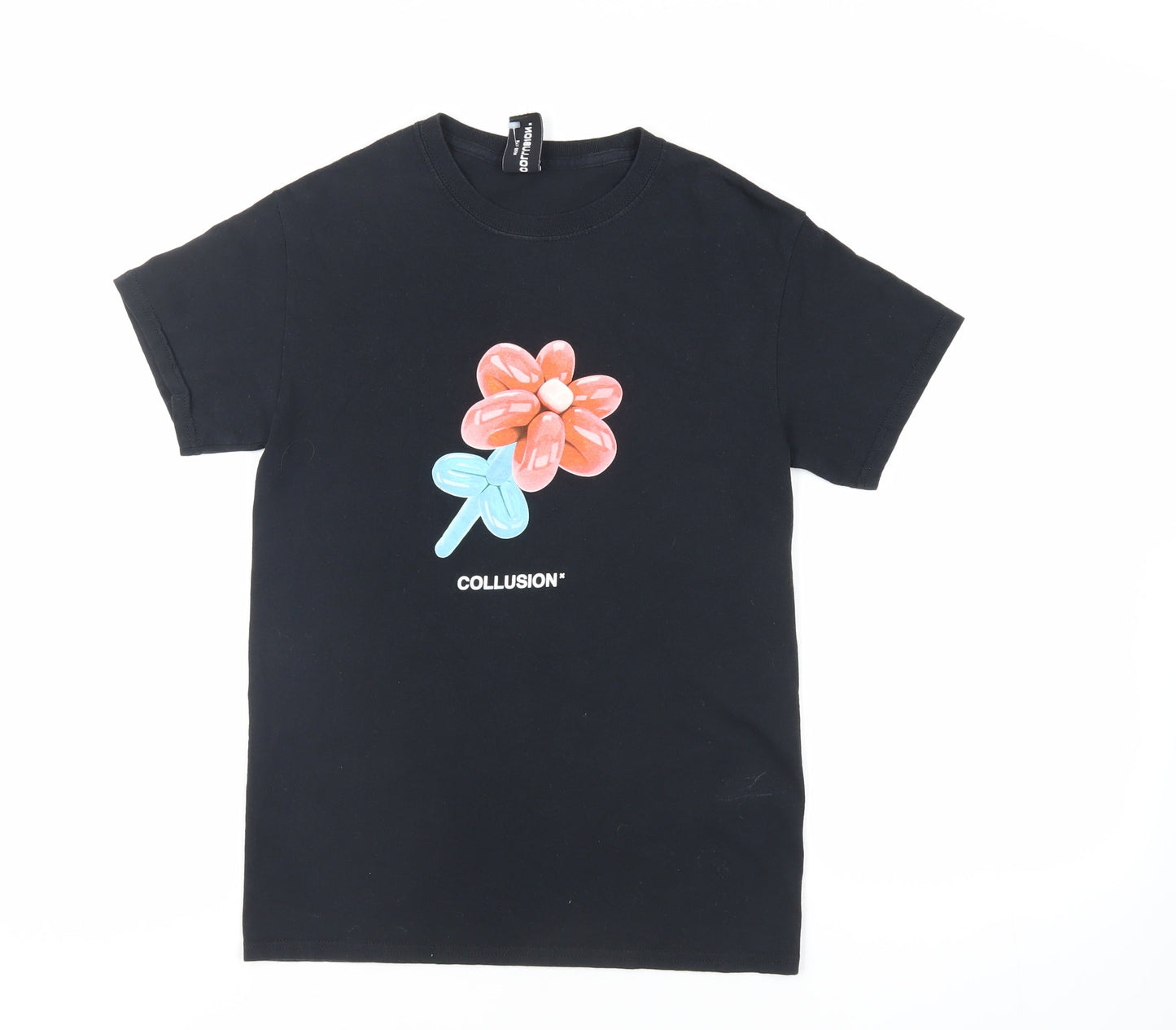 Womens UK Size S COLLUSION Black Basic T-Shirt