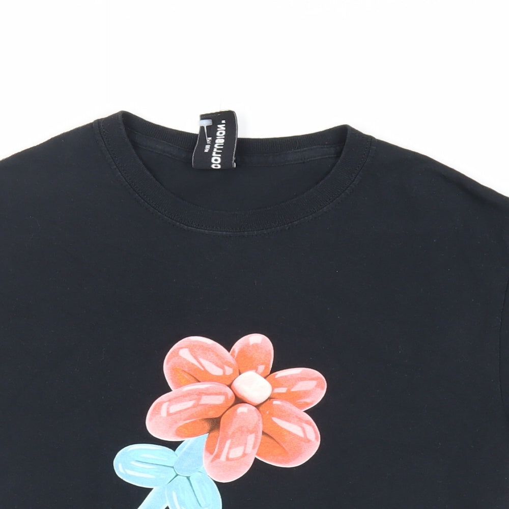 Womens UK Size S COLLUSION Black Basic T-Shirt