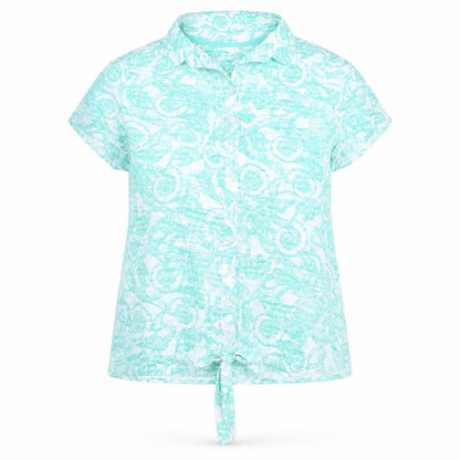 Marks & Spencer Womens Green Paisley Cotton Basic Button-Up Size 18 Collared