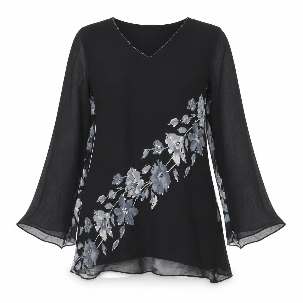 Womens UK Size 10 Kushi Black Tunic Blouse