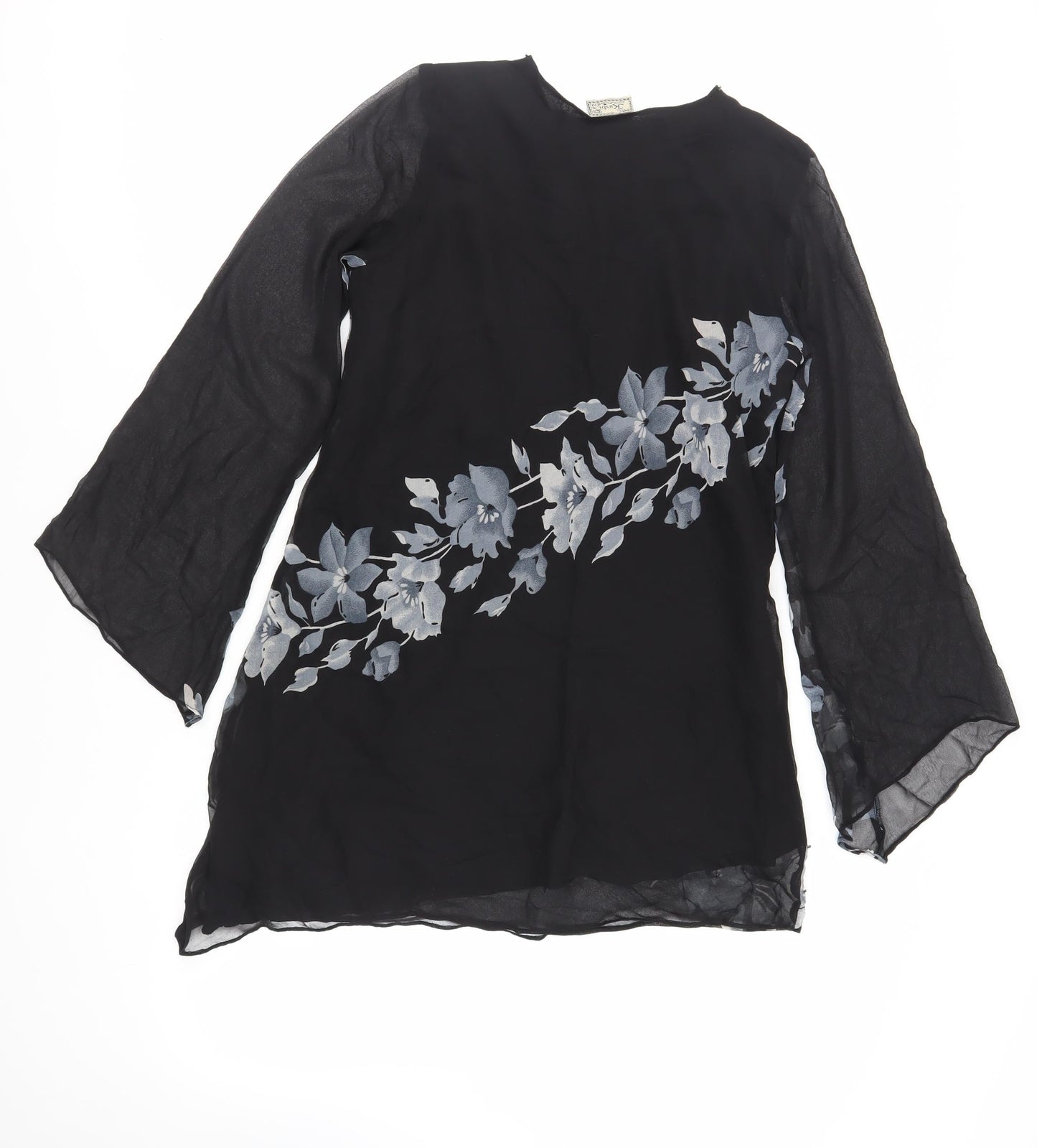 Womens UK Size 10 Kushi Black Tunic Blouse
