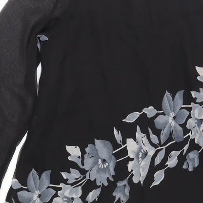 Womens UK Size 10 Kushi Black Tunic Blouse