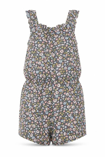 H&M Girls Grey Floral Viscose Playsuit One-Piece Size 7-8 Years Pullover - Elasticated Waist