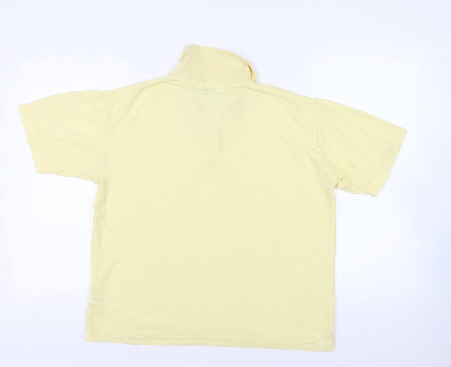 Lexy Mens Yellow Polyester Polo Size M Collared Button - Vintage