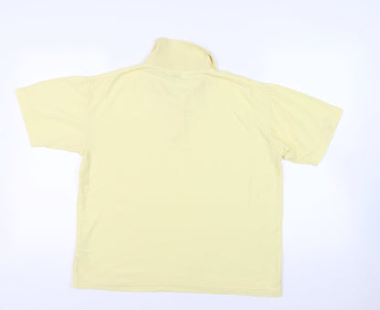 Lexy Mens Yellow Polyester Polo Size M Collared Button - Vintage