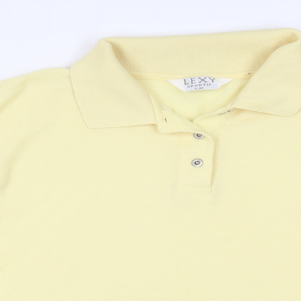 Lexy Mens Yellow Polyester Polo Size M Collared Button - Vintage