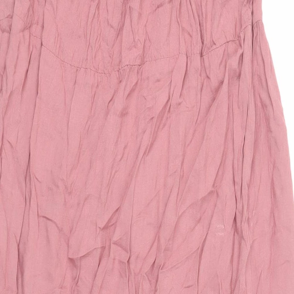 Patrons of Peace Womens Pink Viscose Slip Dress Size S V-Neck Button