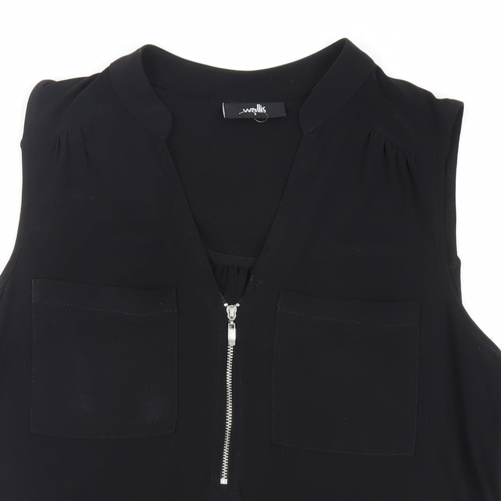 Womens UK Size S Wallis Black Basic Blouse
