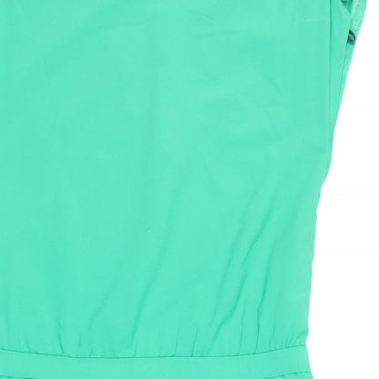 H&M Womens Green Polyester Shift Size 6 Boat Neck Button