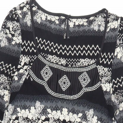 NEXT Womens Black Paisley Viscose Shift Size 12 Square Neck Pullover