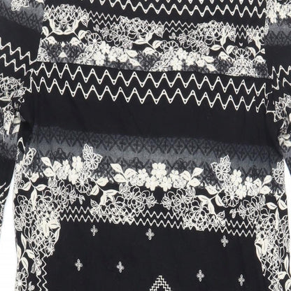 NEXT Womens Black Paisley Viscose Shift Size 12 Square Neck Pullover
