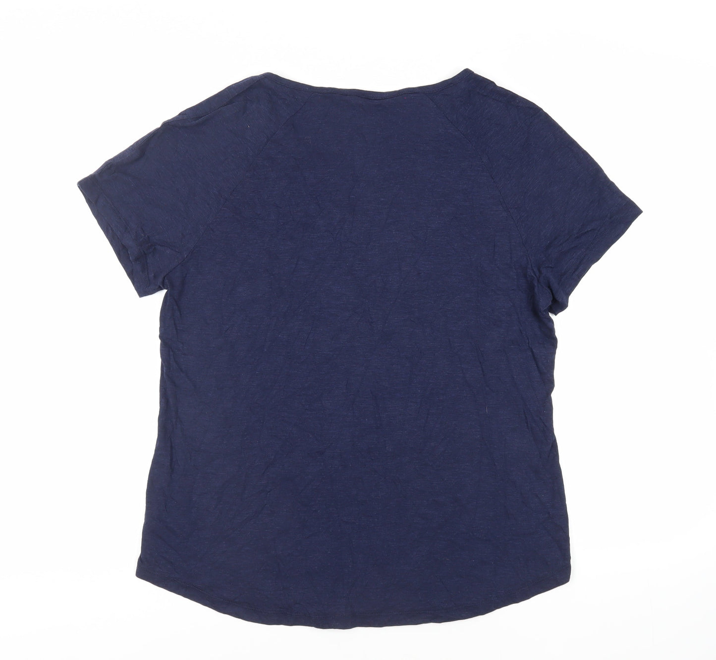 Bonmarché Womens Blue Viscose Basic T-Shirt Size 18 V-Neck