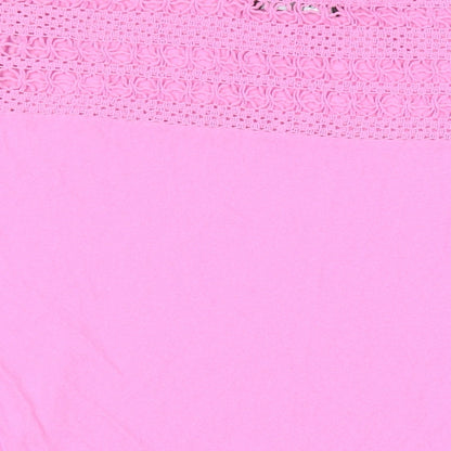 Yours Womens Pink Cotton Basic T-Shirt Size 22 Crew Neck - Crochet Detail