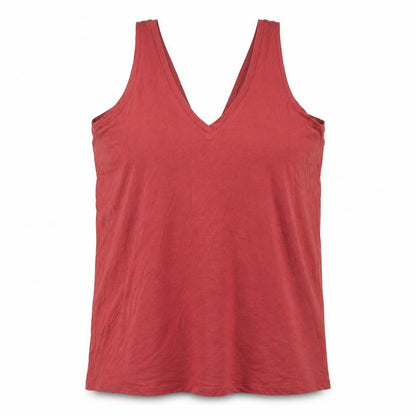 Marks & Spencer Womens Red Cotton Basic Tank Size 10 V-Neck