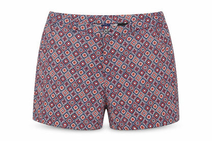 Basic Editions Womens Blue Geometric Cotton Basic Shorts Size XL L5 in Regular Zip - Pockets