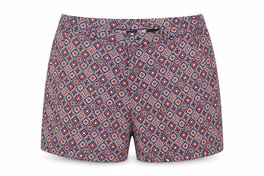 Basic Editions Womens Blue Geometric Cotton Basic Shorts Size XL L5 in Regular Zip - Pockets