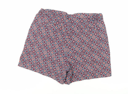 Basic Editions Womens Blue Geometric Cotton Basic Shorts Size XL L5 in Regular Zip - Pockets