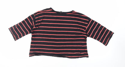 Womens UK Size 16 New Look Black Cropped T-Shirt