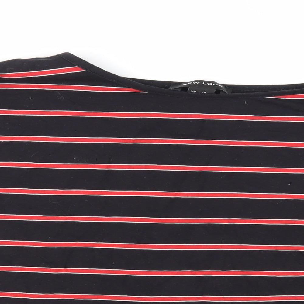 Womens UK Size 16 New Look Black Cropped T-Shirt