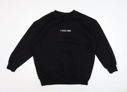 Versa Forma Womens Black Cotton Pullover Sweatshirt Size 8