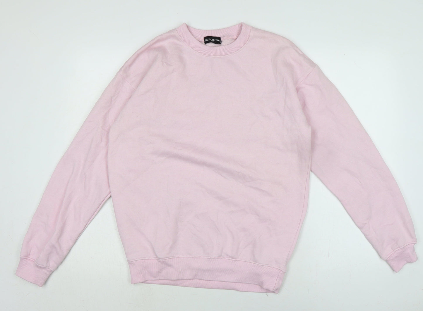 PRETTYLITTLETHING Womens Pink Cotton Pullover Sweatshirt Size S