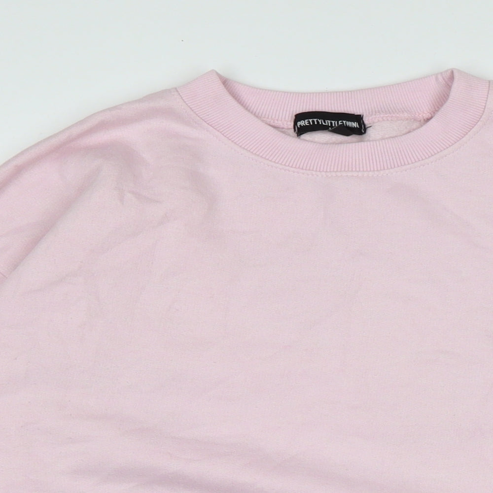PRETTYLITTLETHING Womens Pink Cotton Pullover Sweatshirt Size S