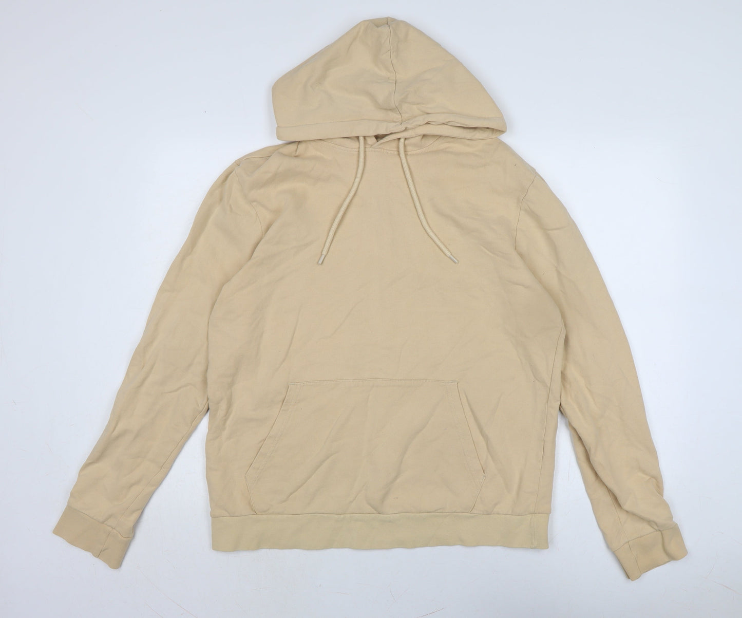 Topman Mens Beige Cotton Pullover Hoodie Size L