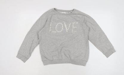 NEXT Girls Grey Cotton Pullover Sweatshirt Size 11-12 Years